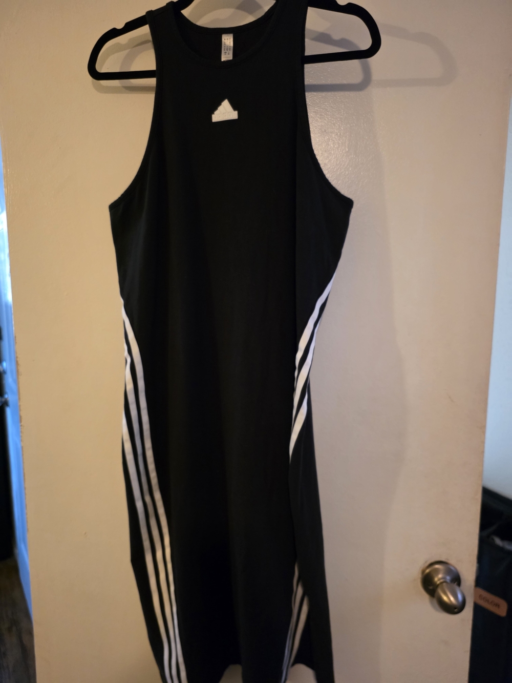 Adidas Black 3 Stripe Sleeveless Midi/Maxi Dress Size L
